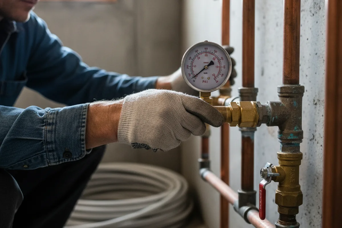 Pressure testing a repaired line during Water Line Repair in Los Fresnos